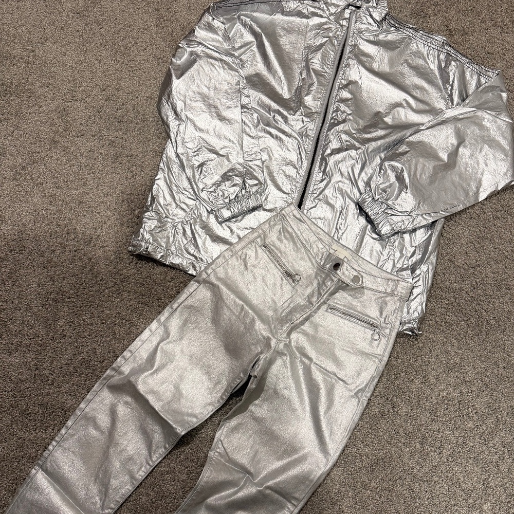 Silver mettalic top and pants